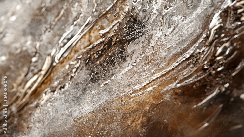 Poster a detailed view of a metallic surface with scratches and imperfections