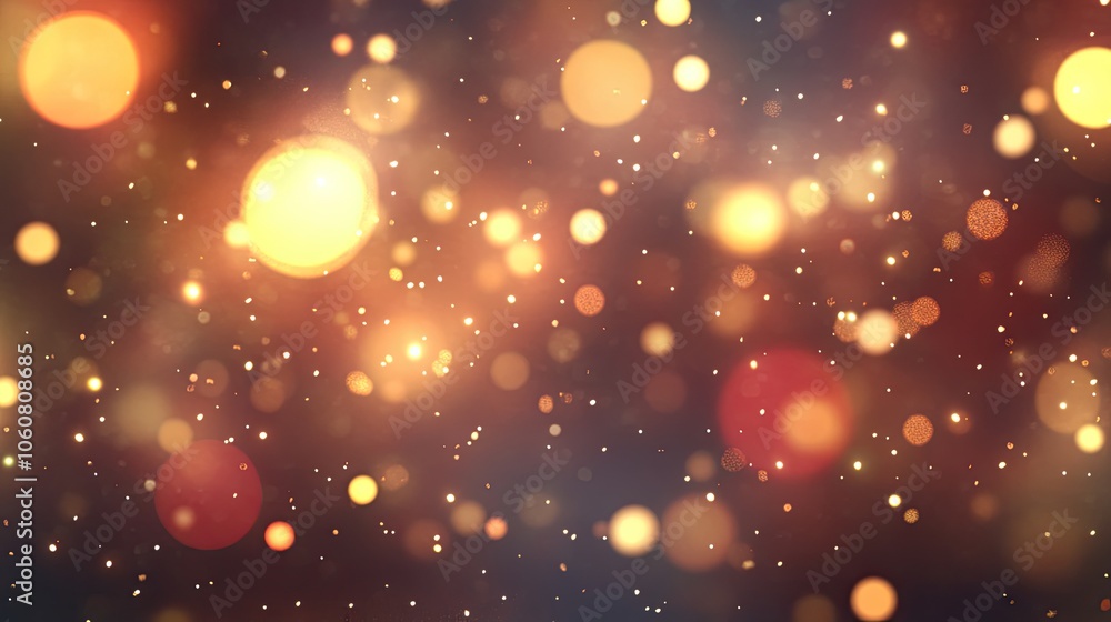 Poster happy new year 2025 text over a blurred bokeh background with warm sparkles, creating a festive card