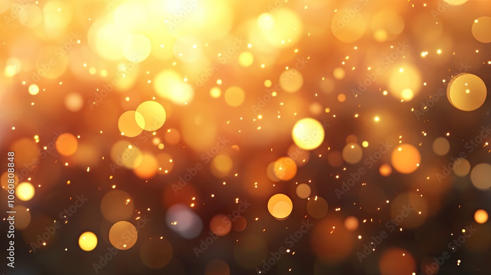 Poster happy new year 2025 text over a blurred bokeh background with warm sparkles, creating a festive card