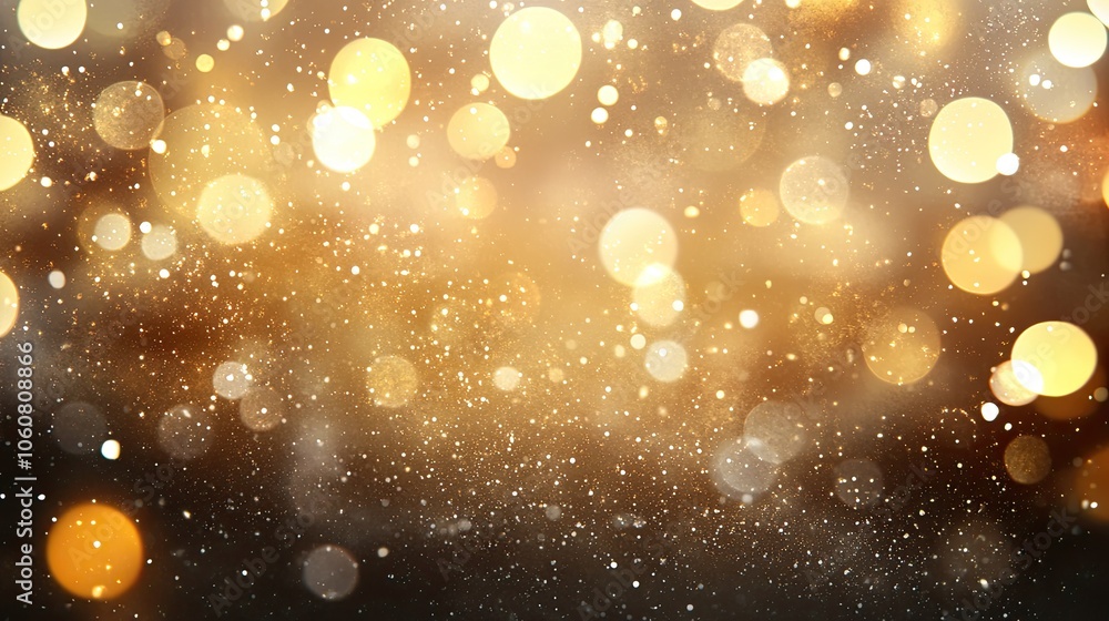 Poster happy new year 2025 text over a blurred bokeh background with warm sparkles, creating a festive card