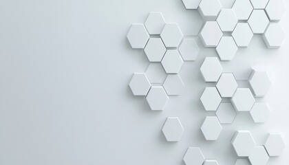 Abstract representation of blockchain technology with digital hexagons, futuristic and secure concept, 3D illustration, isolated on white background