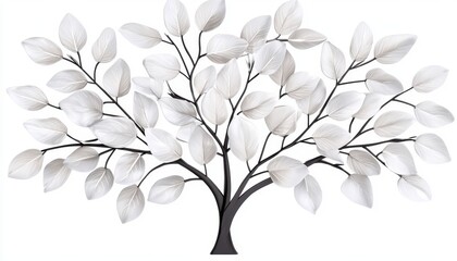 Obraz premium Abstract tree with digital leaves, futuristic concept, 3D illustration, isolated on white background