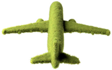 A green passenger aircraft covered with grass. Concept for zero emission or low emission travelling...