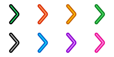 Vector single arrow chevron right icon. Black, white background. Perfect for app and web interfaces, infographics, presentations, marketing, etc.