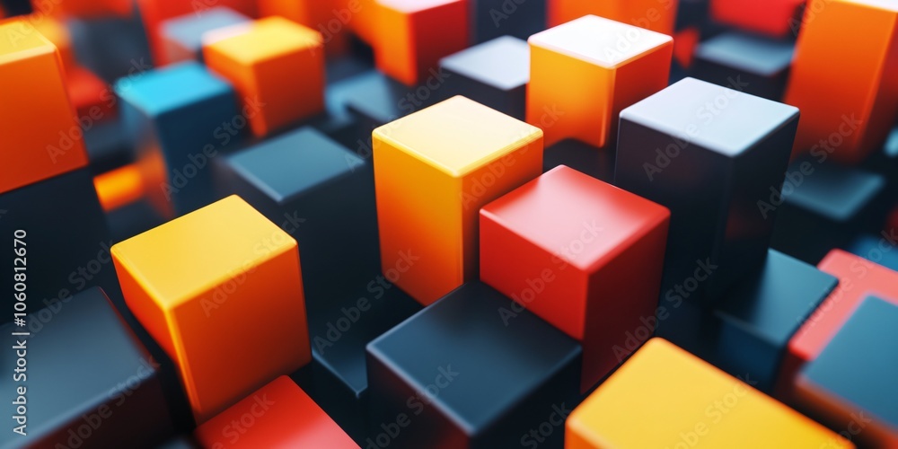Aufkleber abstract colorful cubes d rendering geometric shapes background