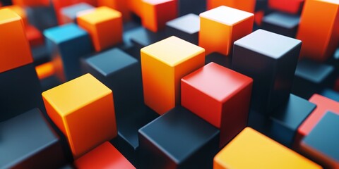 Obraz premium Abstract Colorful Cubes D Rendering Geometric Shapes Background