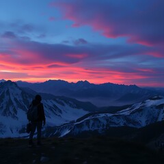 Twilight Trekker on the Mountain Ridge.