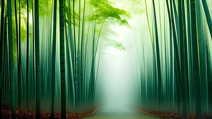Serene Bamboo Forest Pathway Lush Green Light Tranquility Nature Scene