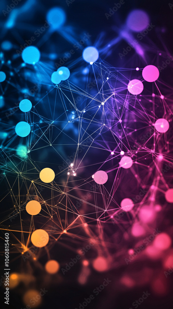 Aufkleber Colorful geometric pattern created by connecting dots in an abstract network background