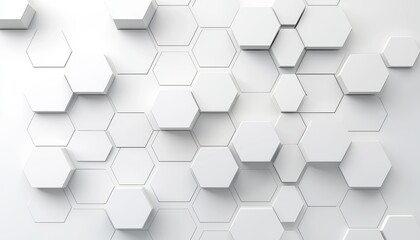 Abstract representation of blockchain technology with digital hexagons, futuristic and secure concept, 3D illustration, isolated on white background
