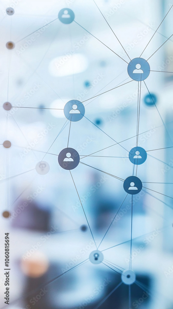 Poster connection of human resources, social networking, online communication, and collaboration with linke