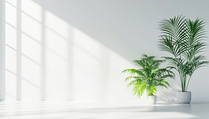 Fototapeta premium Botanical garden interior, exotic plants and flowers, tranquil atmosphere, nature indoors, 3D illustration, isolated on white background