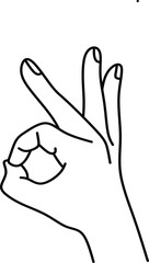Hand making an okay gesture, simple line art illustration