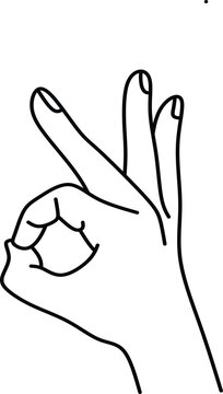 recommend clip art: Hand making an okay gesture, simple line art illustration
