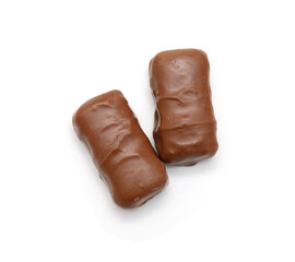 Big chocolate candy on a white background