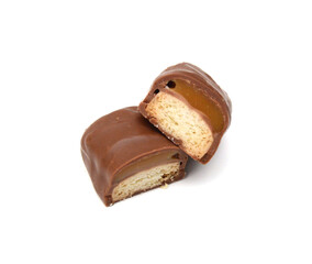 Big chocolate candy on a white background