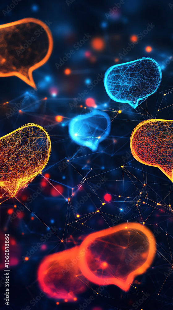 Aufkleber speech bubbles floating through the digital realm symbolize the essence of online communication