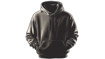 Black Hoodie Illustration with Hands in Pockets