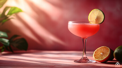 Vibrant Cocktail Glass with Fresh Garnishes, Served with a Twist for a Perfect Celebration"