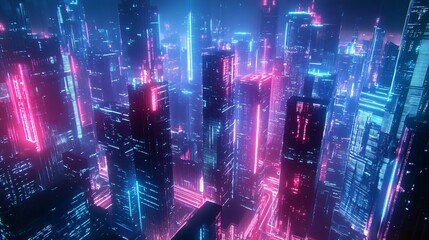 Fototapeta premium Neon Cityscape at Night