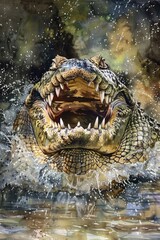 A close-up view of a crocodile's open mouth, suitable for illustrations or graphics
