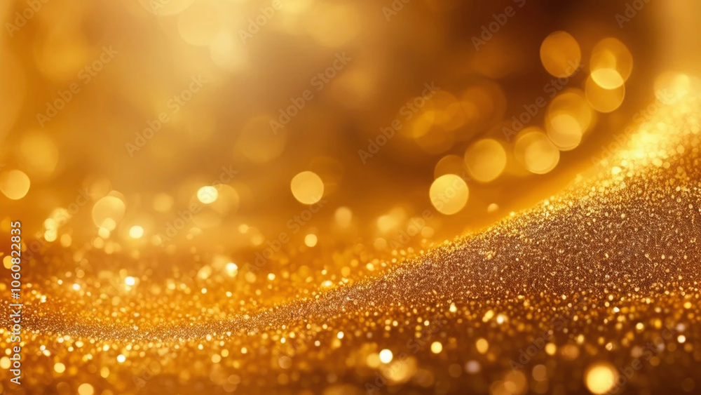 Poster abstract background with golden sequins. it looks like a lot of small luminous dots, creating a flic