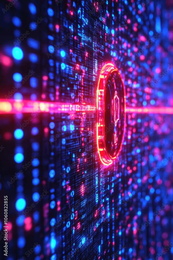 Poster a striking display of blue and red light trails forms a mesmerizing abstract design, evoking a sense