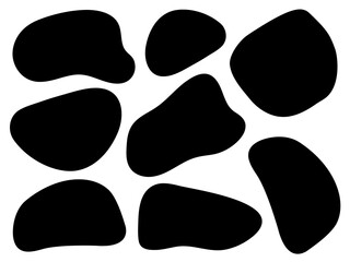set of abstract black shapes in the form of spots on a white background