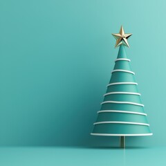 Fototapeta premium Stylish Christmas tree decoration on a soft teal background.