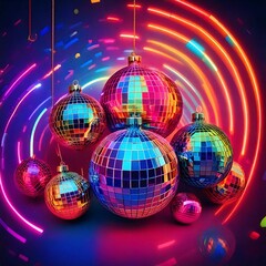 Obraz premium Disco party Christmas Ornaments