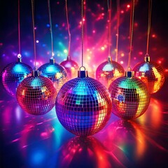 Fototapeta premium Disco party Christmas Ornaments