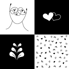 Ilustração coração, amor, valentine, carta de baralho, cor-de-rosa, ilustração, dia, design, arte, boda, modelo, feriado, flor, símbolo, cumprimento, forma, acoplar, celebração, romance, condecoração,