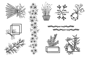 Ilustração estrutura, modelo, canteiro, design, ornamento, condecoração, vintage, floral, ilustração, ajustar, floco de neve, flor, elemento, arte, natal, neve, noir, ornamentado, inverno, giro, forma