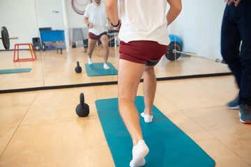 Physical rehabilitation exercises for the legs with electrodes