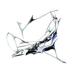 Futuristic 3D render with chrome metallic iridescent type