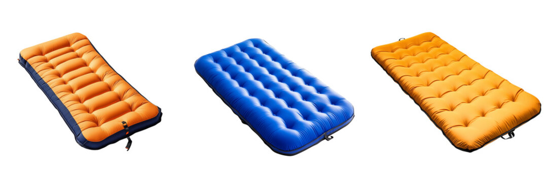 Set of Inflatable air mattress for camping isolated on a transparent background