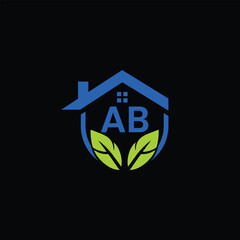 Tree Leaf and Real Estate Logo With Letter AB