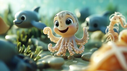 A detailed shot of an octopus figurine