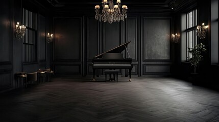 Elegant hotel bar with chandeliers, grand piano, highend cocktails, Luxury bar ambiance