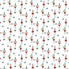 Festive Christmas pattern with gnomes characters
