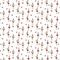 Festive Christmas pattern with gnomes characters
