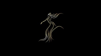 Fototapeta premium Elegant Woman in Flowing Dress Vector Illustration