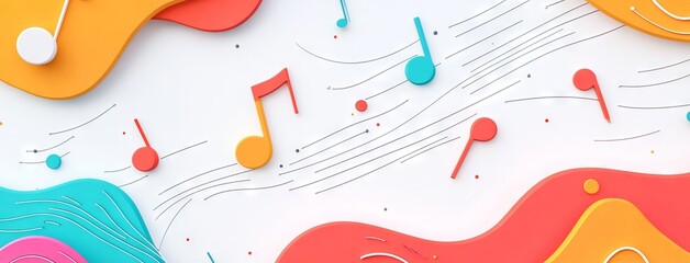 Obraz premium Abstract Musical Background with Colorful Notes. AI generated illustration