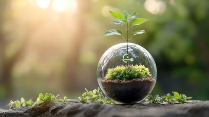 Digital Earth with zeroemission symbol, global green goals, netzero visual