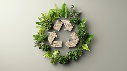 Green technology icon made of forest textures, symbolizing carbon reduction goals, ecodesign