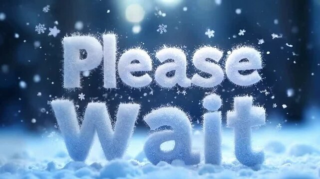 snow text effect please wait with a stunning blurred background, creating a snow text effect please wait for engaging videos