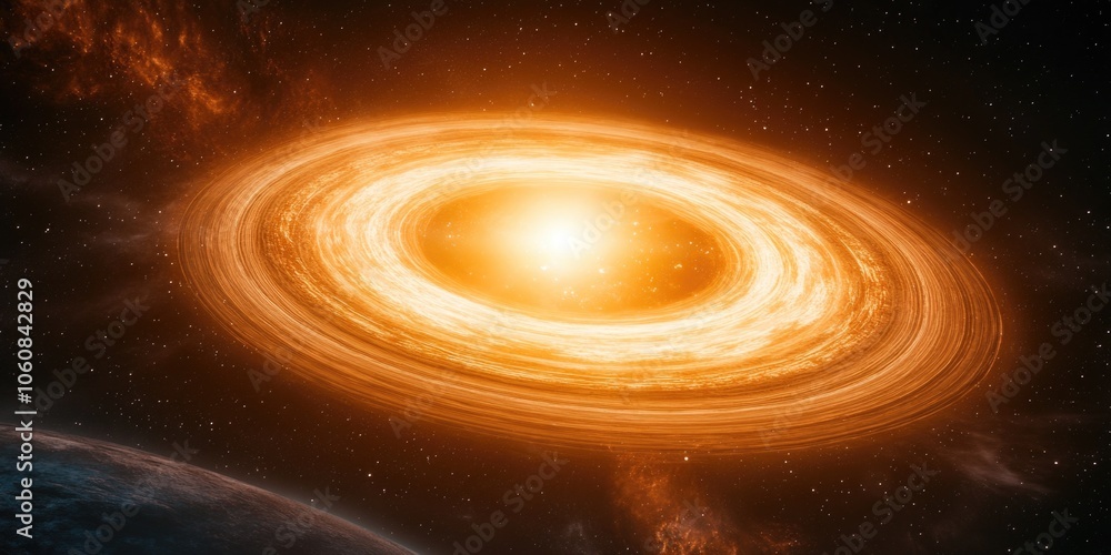 Poster a spiral shaped object floating in deep space with stars and galaxies in the background