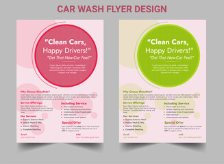 Clean, Expertly Designed Modern Car Wash Flyer Template for Auto Detailing Services