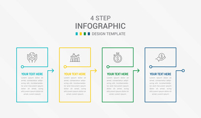 Four Step Infographic element design Vector template for presentation. process diagram and presentations step, workflow layout, banner, flow chart, info graphic vector illustration.