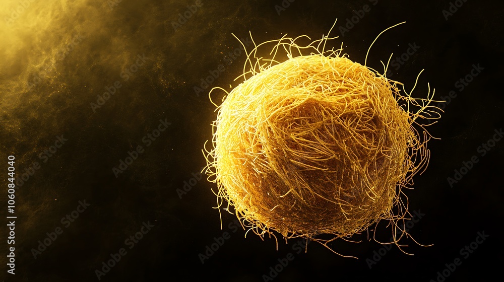 Poster planet made of spaghetti in profile view